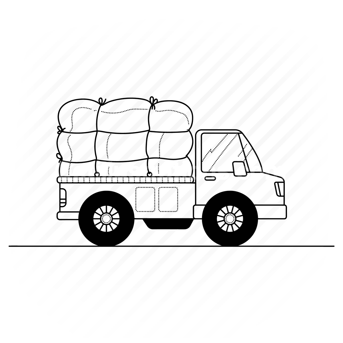 truck, vehicle, delivery, transport, moving, furniture, sack, bag